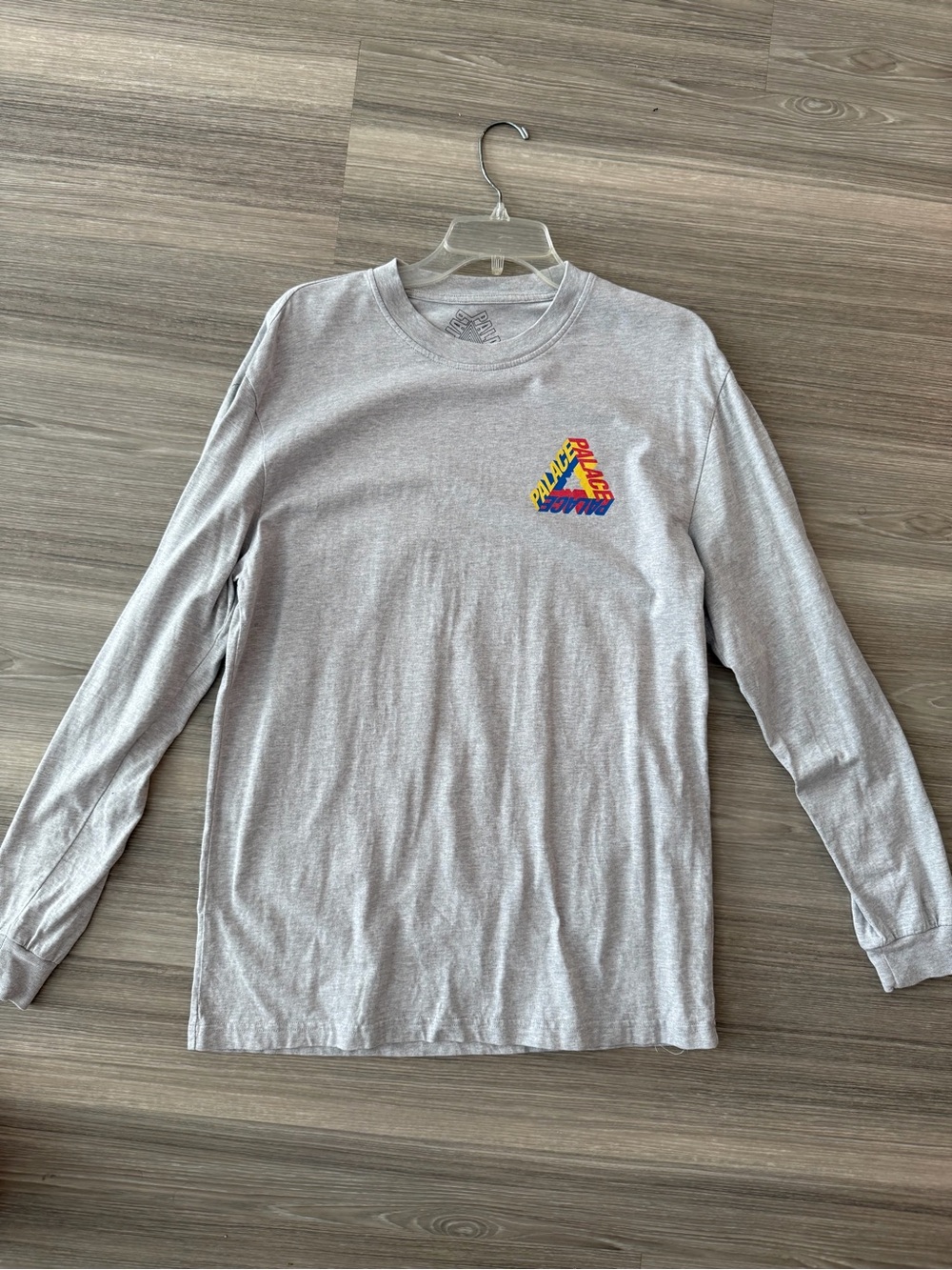 Palace Skateboards Gray P3D Long-Sleeve Graphic Crewneck Shirt